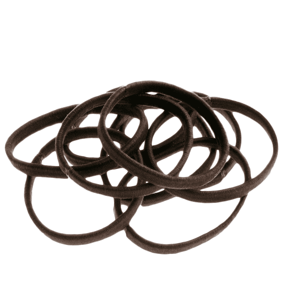 Hair elastic, without metal closure, thick, brown, 10 pcs