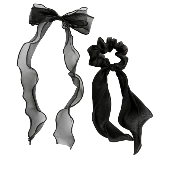 Frenchclip mit Schleife und Scrunchie - schwarz