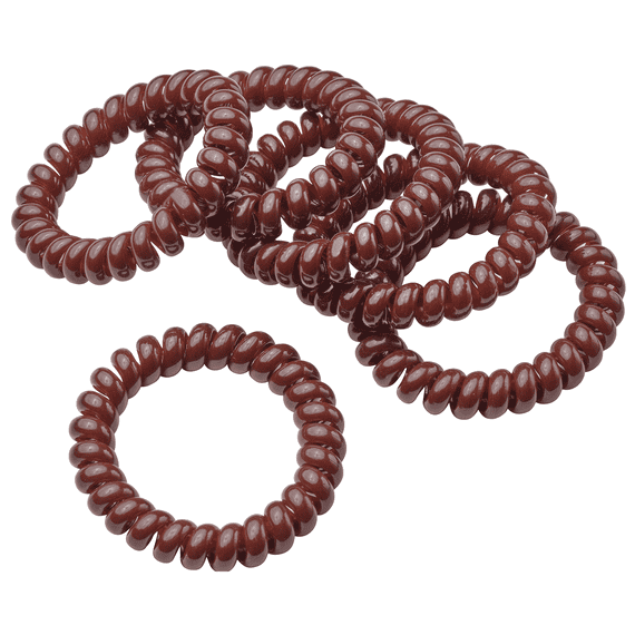 Longs élastiques à cheveux spirale, 5 cm de diamètre, marron, par 6