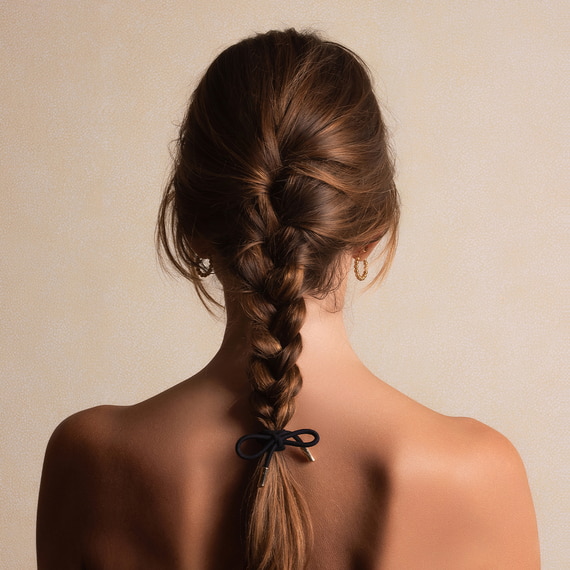 Hair Tie Bow Metal Plain Black