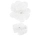 Fabric flower on clip with pearls and stones, white, 2 pack