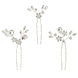 Set Of 3 Hairpins With Rhinestones & Pearls