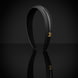 Black Leather Puffed Headband with Gold Plated Logo