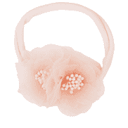 Bandeau de cheveux de bébé super élastique avec deux fleurs, rose doux