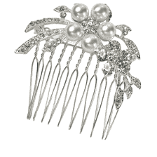 Peigne à cheveux rond avec strass et perles
