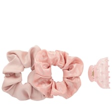 Haarklammer mit Strass & Scrunchie Set - Altrosa