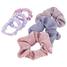 Scrunchie con stampa, blu e lilla, 6 pezzi