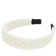 Pearl headband with small and larger pearls, 3 cm, off-white