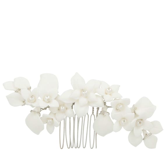 Ceramic Flowers On Hair Comb