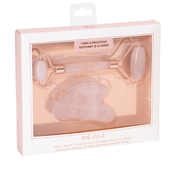 Gua Sha & Roller Set - Rose Quartz