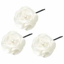 Pin Con Fiore Di Tessuto, Bianco