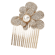 Hair comb in rose gold with pearl