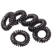 Fins élastiques à cheveux spirale, 3 cm de diamètre, noirs, par 6