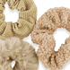 Scrunchies à Manchester, Terry et tissu Teddy, marron clair, triopack