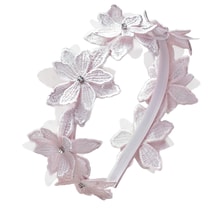 Serre-tête doux et souple avec des fleurs en tissu et une pierre strass