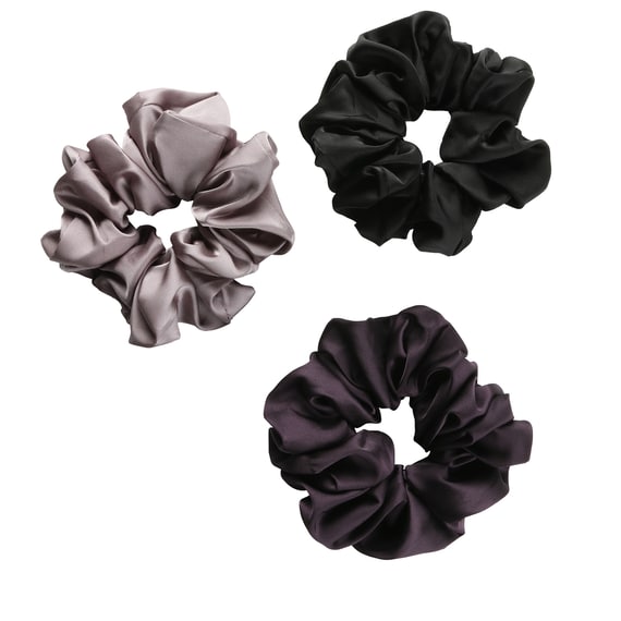 Satin Scrunchies - noir, gris, violet foncé