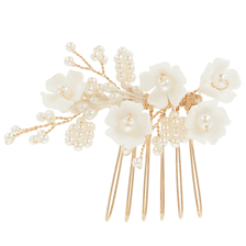 Hair Comb With Flowers - Gold