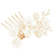 Hair Comb With Flowers - Gold