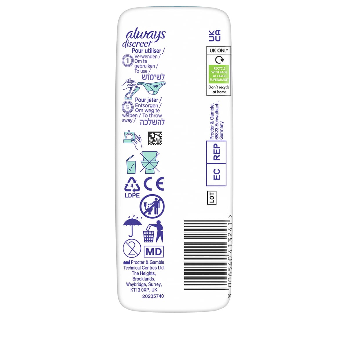 Always • Discreet Inkontinenz Einlagen Normal 0% Duft- & Farbstoffe ...