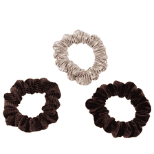 Scrunchie di velluto, velluto a coste e glitter, combo marrone