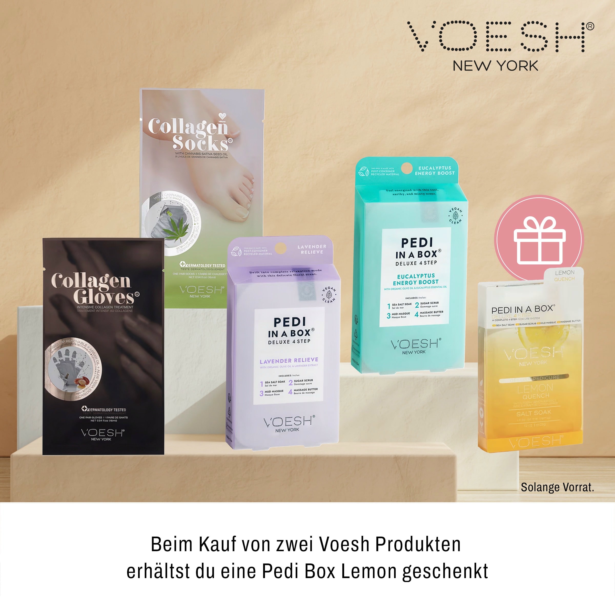 Beim Kauf von zwei Voesh Produkten erhaltest du eine Pedi Box Lemon geschenkt