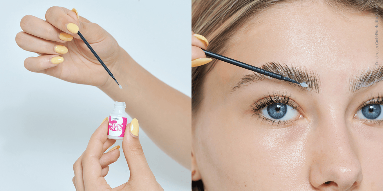 Apply the setting lotion to the entire eyebrow using a microbrush,