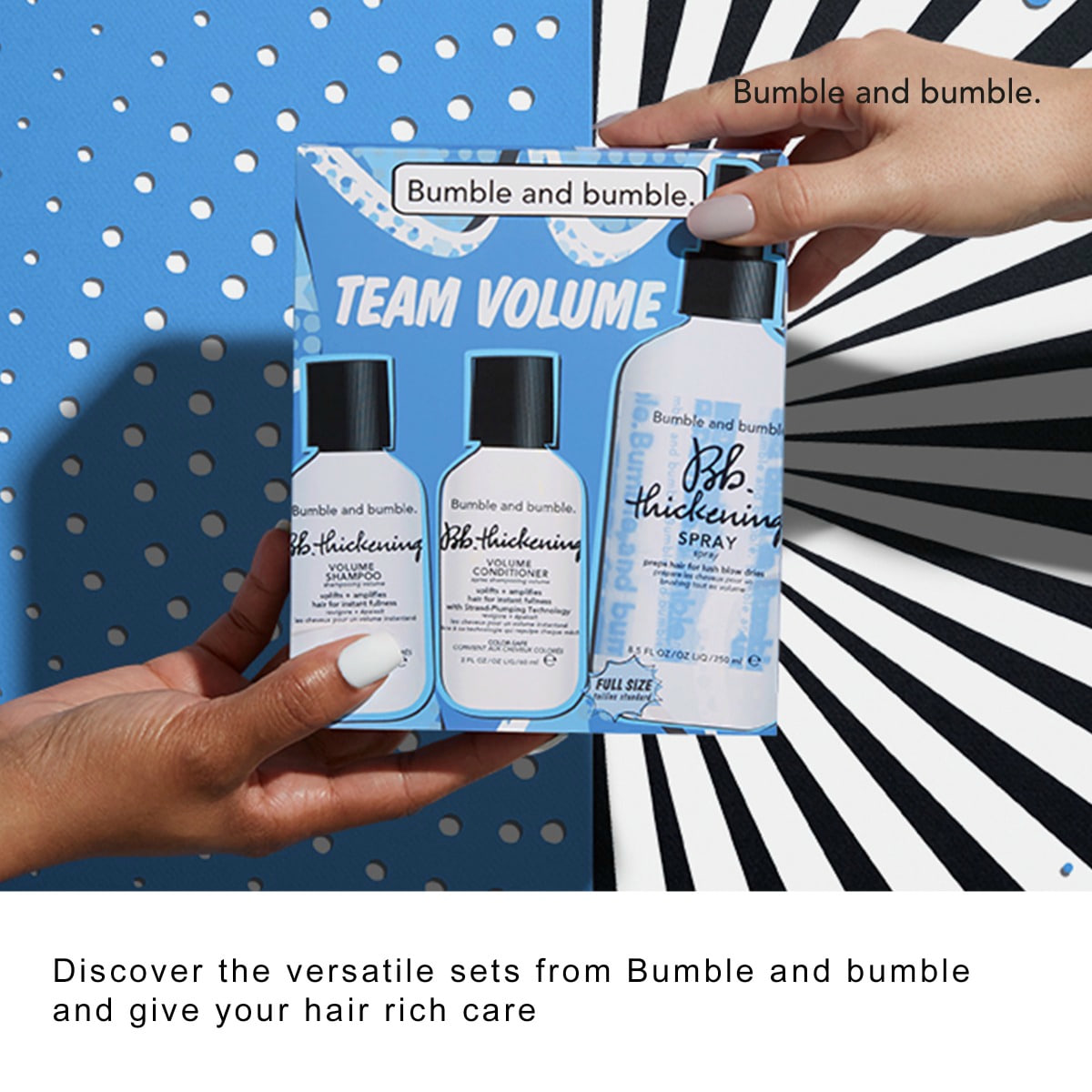 Hands hold a Bumble and bumle- set